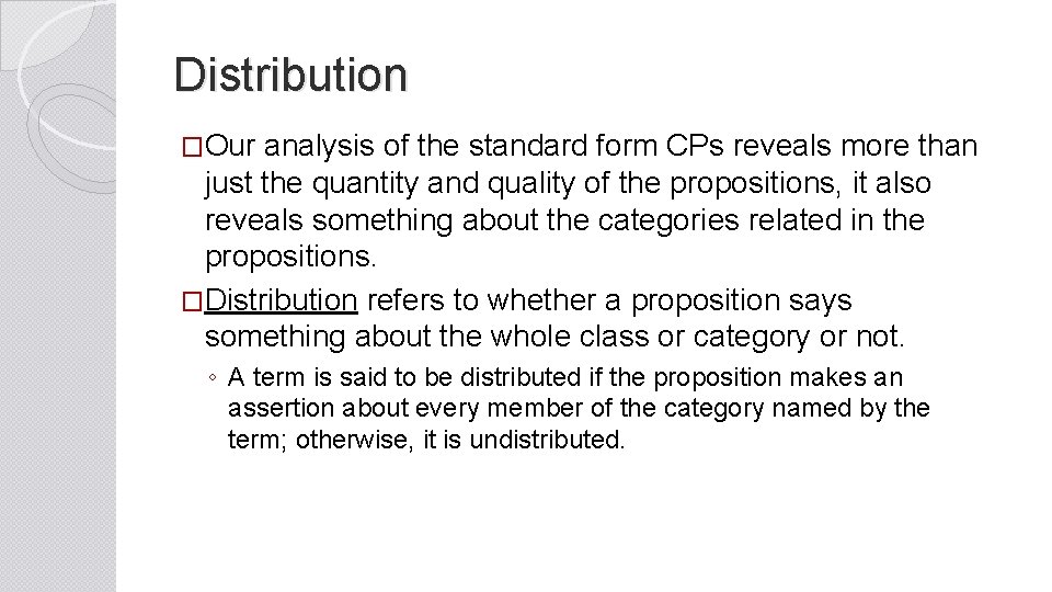 Distribution �Our analysis of the standard form CPs reveals more than just the quantity