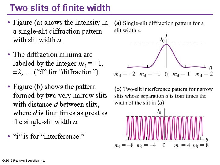 Two slits of finite width • Figure (a) shows the intensity in a single-slit