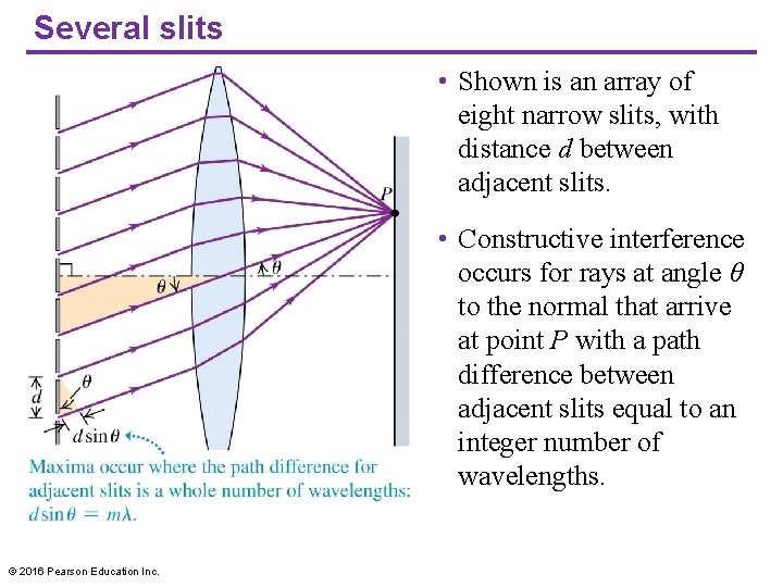 Several slits • Shown is an array of eight narrow slits, with distance d