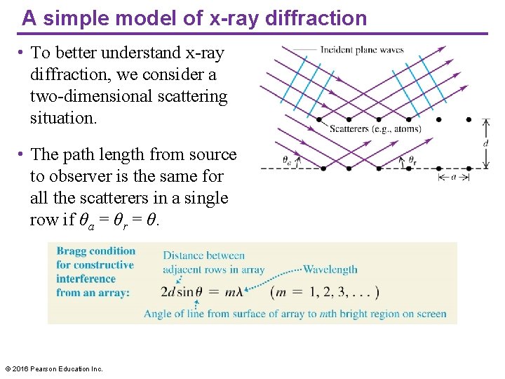 A simple model of x-ray diffraction • To better understand x-ray diffraction, we consider