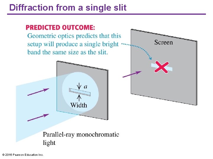 Diffraction from a single slit © 2016 Pearson Education Inc. 