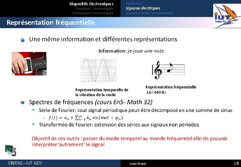 Dispositifs électroniques Fonctions Electroniques Composants Electroniques Généralités Signaux électriques Représentations fréquentielles Représentation fréquentielle Information: