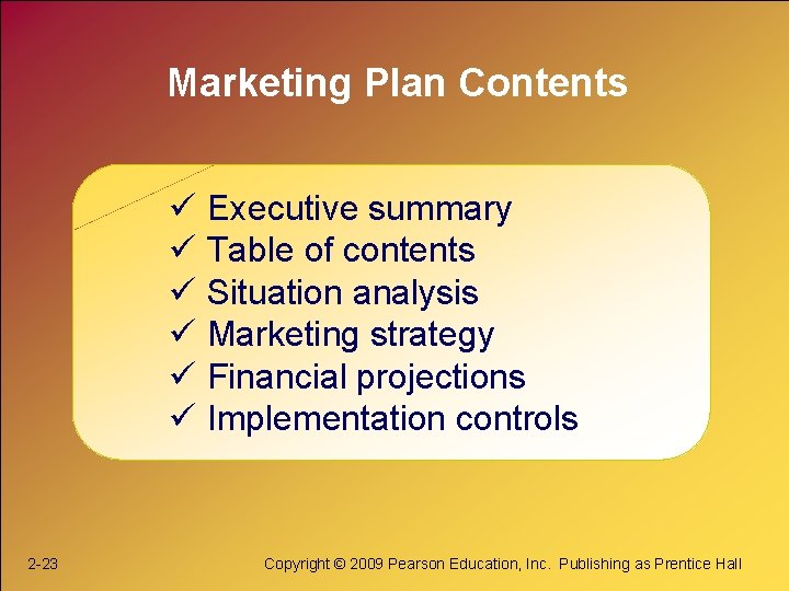 Marketing Plan Contents ü Executive summary ü Table of contents ü Situation analysis ü