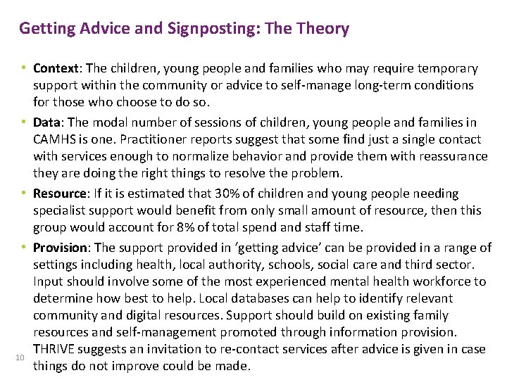 Getting Advice and Signposting: Theory • Context: The children, young people and families who Getting Advice and Signposting: Theory • Context: The children, young people and families who