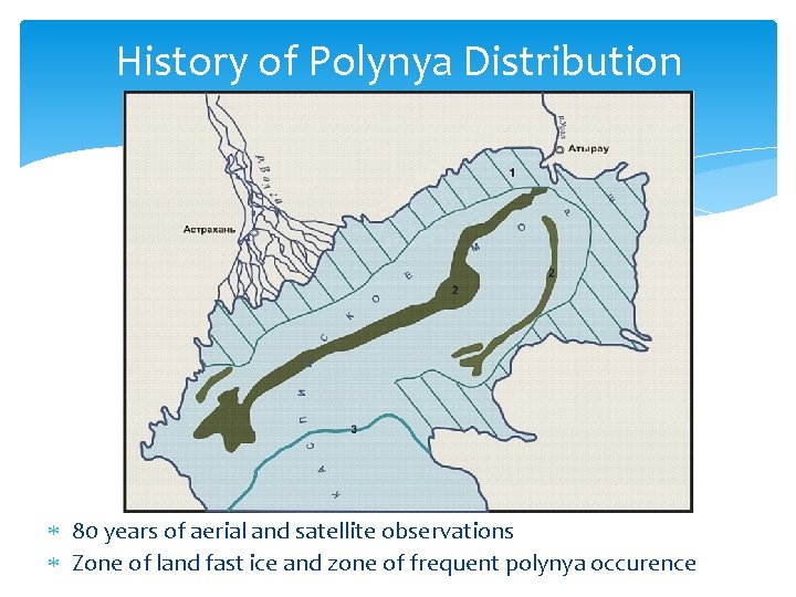 History of Polynya Distribution 80 years of aerial and satellite observations Zone of land