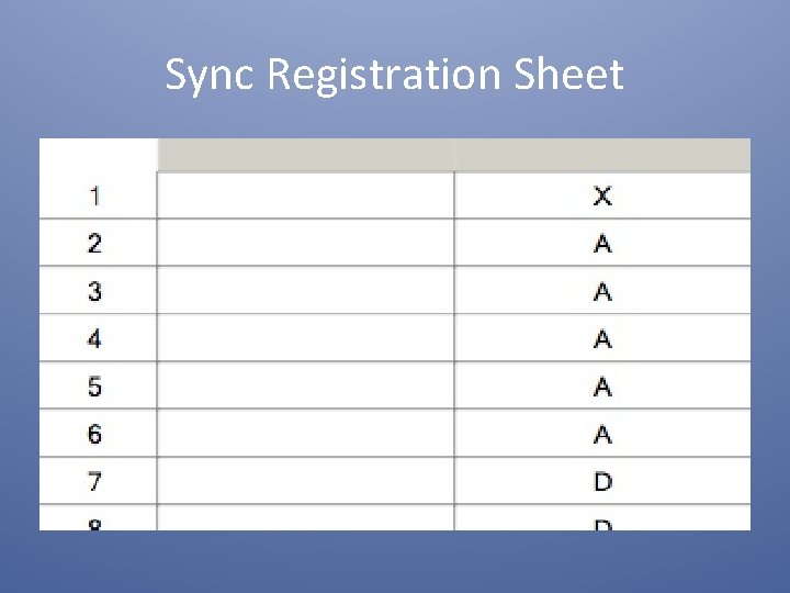 Sync Registration Sheet 
