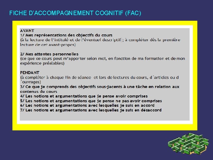 FICHE D’ACCOMPAGNEMENT COGNITIF (FAC) 