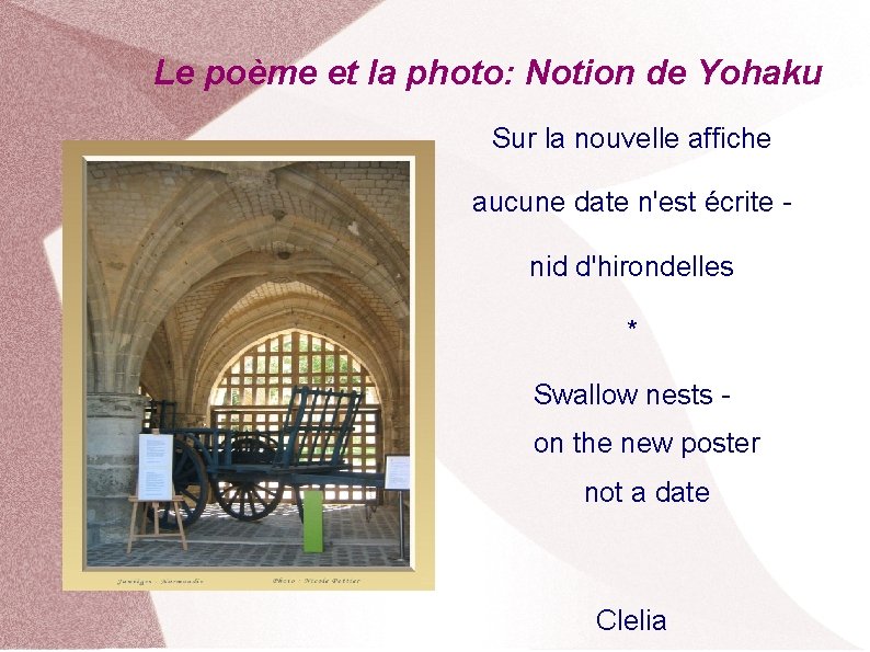 Le poème et la photo: Notion de Yohaku Sur la nouvelle affiche aucune date
