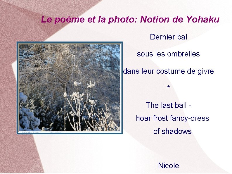Le poème et la photo: Notion de Yohaku Dernier bal sous les ombrelles dans