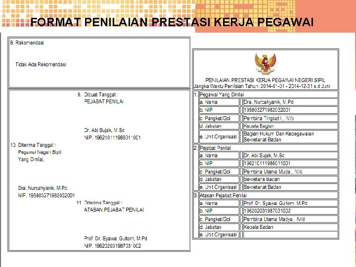 FORMAT PENILAIAN PRESTASI KERJA PEGAWAI 