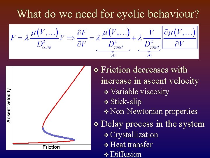 What do we need for cyclic behaviour? v Friction decreases with increase in ascent