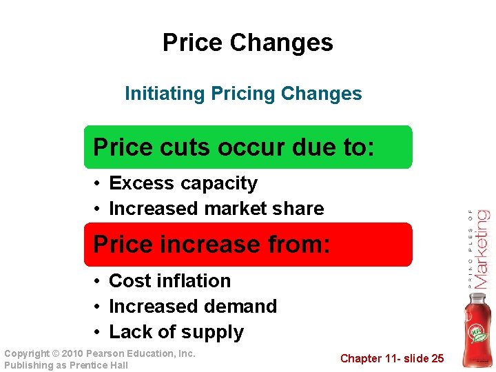 Price Changes Initiating Pricing Changes Price cuts occur due to: • Excess capacity •