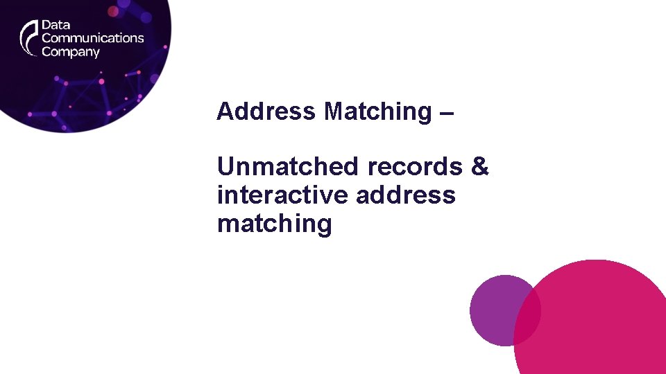 Address Matching – Unmatched records & interactive address matching 