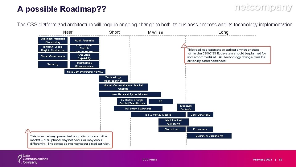A possible Roadmap? ? The CSS platform and architecture will require ongoing change to