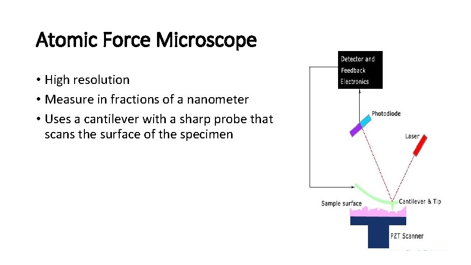 Atomic Force Microscope • High resolution • Measure in fractions of a nanometer •