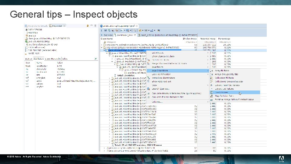 General tips – Inspect objects © 2018 Adobe. All Rights Reserved. Adobe Confidential. 