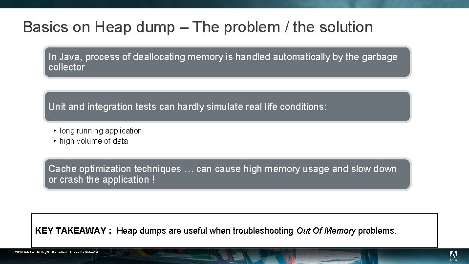 Basics on Heap dump – The problem / the solution In Java, process of