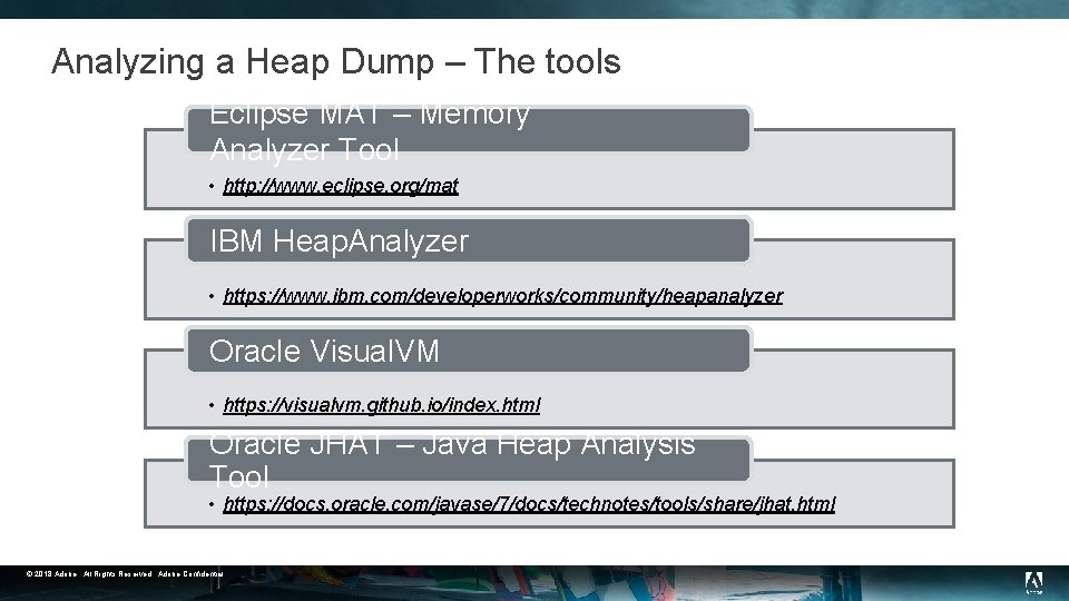 Analyzing a Heap Dump – The tools Eclipse MAT – Memory Analyzer Tool •