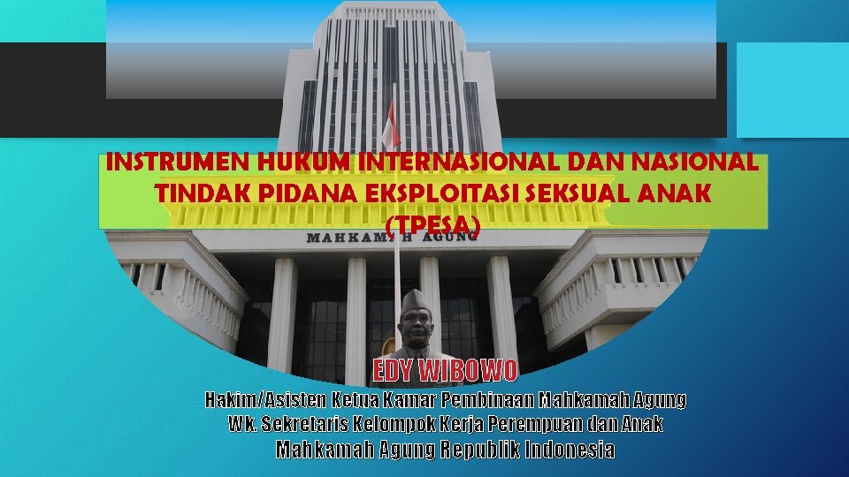 INSTRUMEN HUKUM INTERNASIONAL DAN NASIONAL TINDAK PIDANA EKSPLOITASI SEKSUAL ANAK (TPESA) EDY WIBOWO Hakim/Asisten