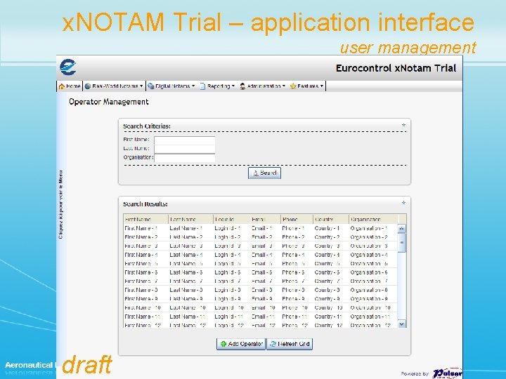 x. NOTAM Trial – application interface user management draft 