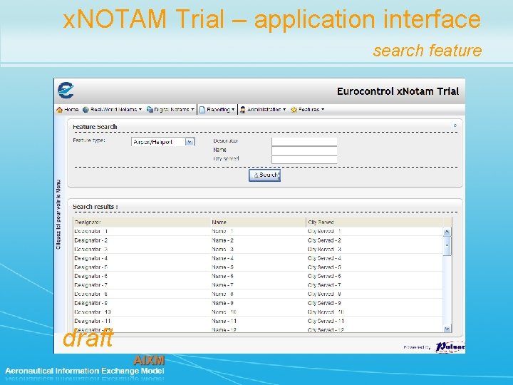 x. NOTAM Trial – application interface search feature draft 