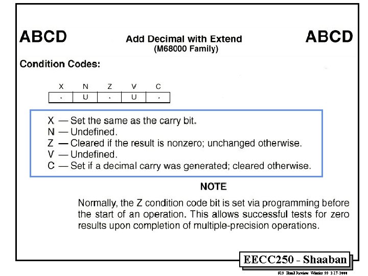 EECC 250 - Shaaban #19 Final Review Winter 99 2 -17 -2000 