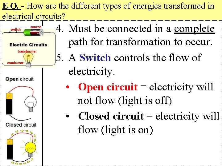 E. Q. - How are the different types of energies transformed in electrical circuits?