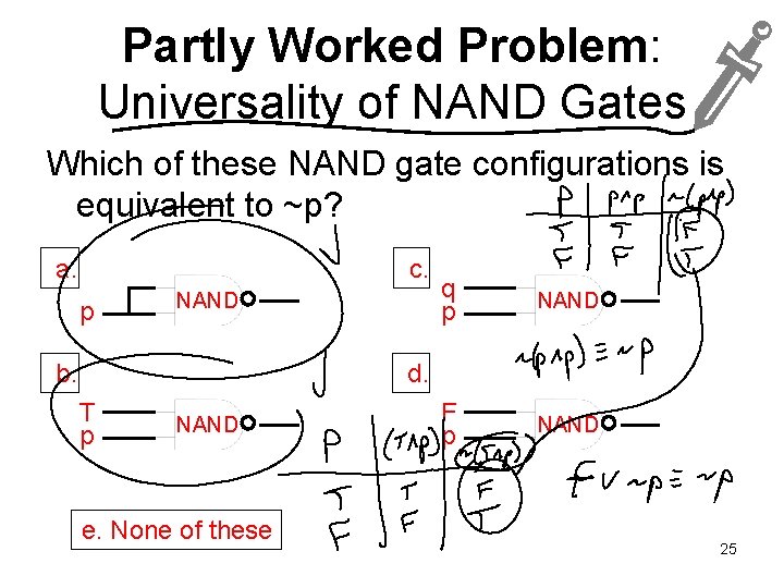 Partly Worked Problem: Universality of NAND Gates Which of these NAND gate configurations is