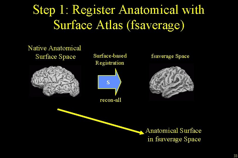 Step 1: Register Anatomical with Surface Atlas (fsaverage) Native Anatomical Surface Space Surface-based Registration