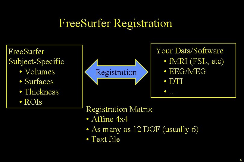 Free. Surfer Registration Free. Surfer Subject-Specific • Volumes • Surfaces • Thickness • ROIs