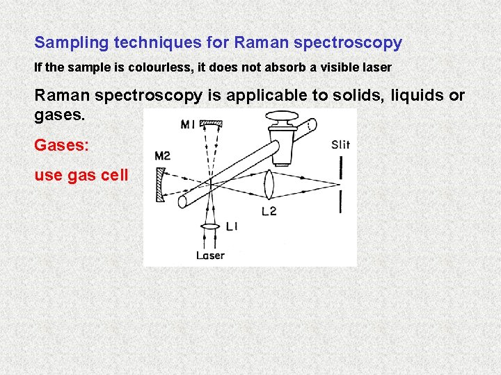 Sampling techniques for Raman spectroscopy If the sample is colourless, it does not absorb
