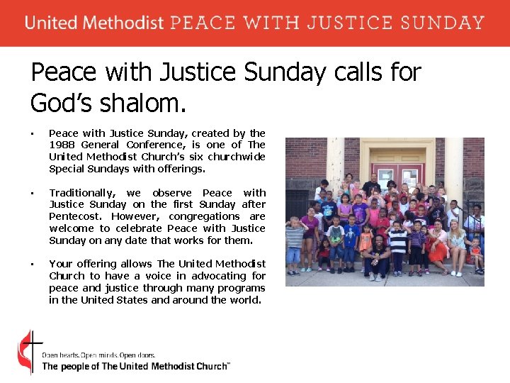 Peace with Justice Sunday calls for God’s shalom. • Peace with Justice Sunday, created