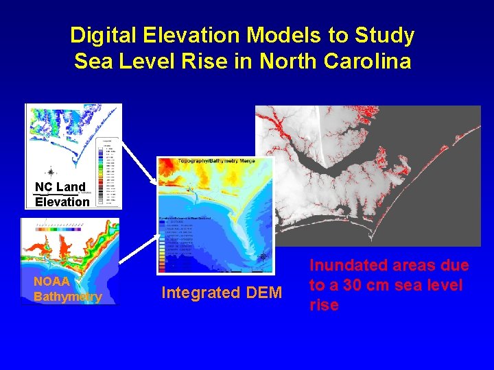 Digital Elevation Models to Study Sea Level Rise in North Carolina NC Land Elevation