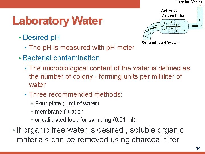 Laboratory Water • Desired p. H • The p. H is measured with p.