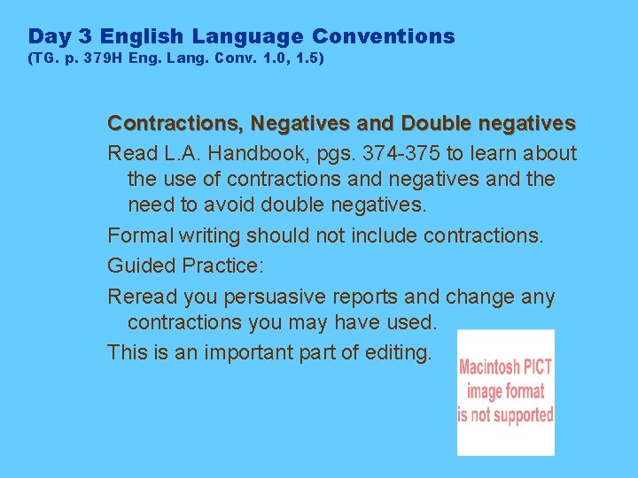Day 3 English Language Conventions (TG. p. 379 H Eng. Lang. Conv. 1. 0,
