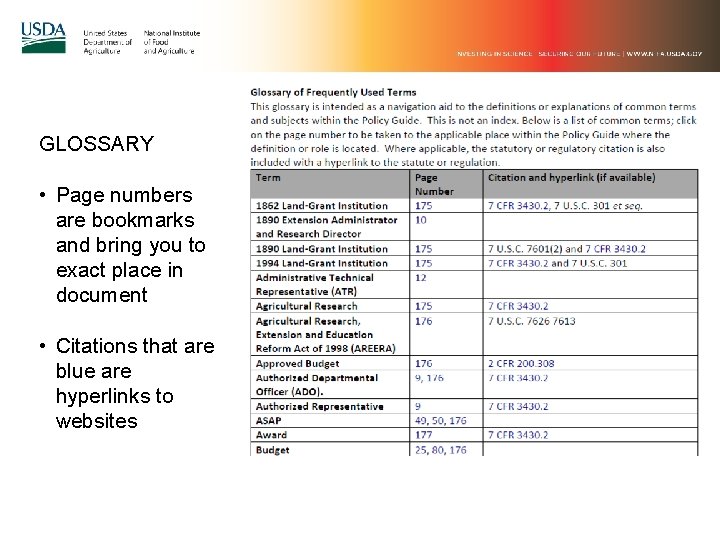 GLOSSARY • Page numbers are bookmarks and bring you to exact place in document GLOSSARY • Page numbers are bookmarks and bring you to exact place in document
