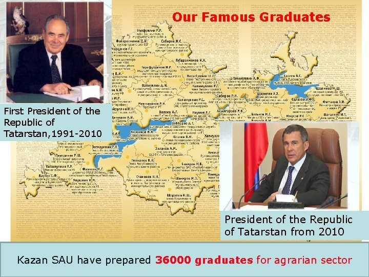 Our Famous Graduates First President of the Republic of Tatarstan, 1991 -2010 President of