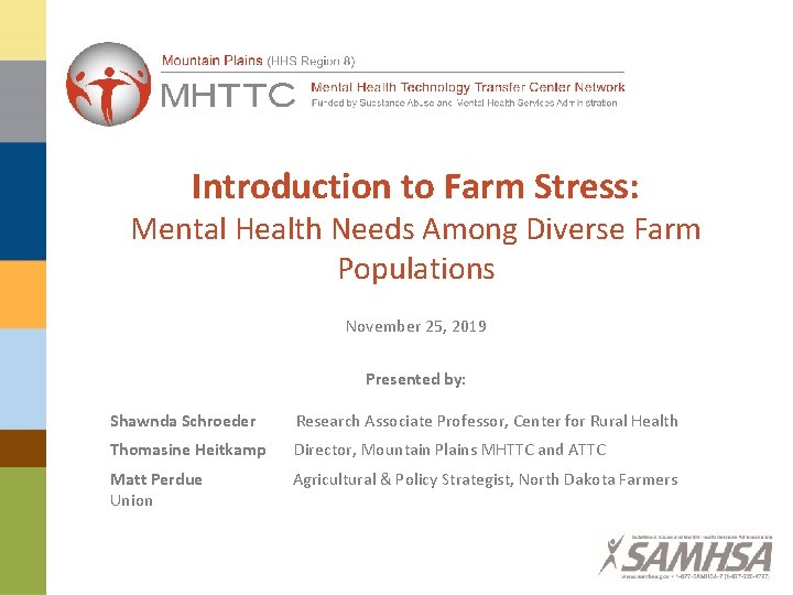 Introduction to Farm Stress Mental Health Needs Among