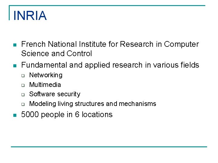 INRIA n n French National Institute for Research in Computer Science and Control Fundamental