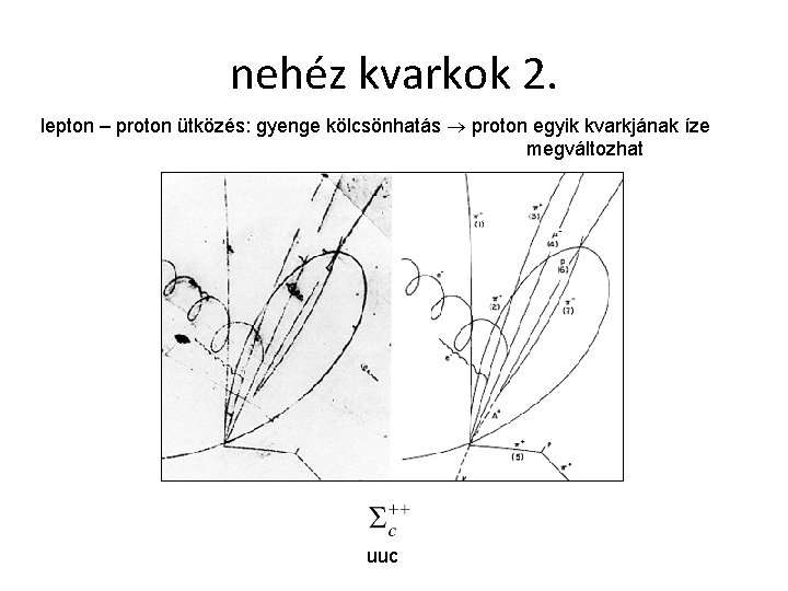 nehéz kvarkok 2. lepton – proton ütközés: gyenge kölcsönhatás proton egyik kvarkjának íze megváltozhat
