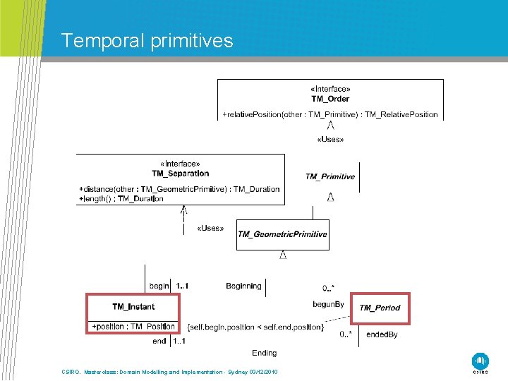 Temporal primitives CSIRO. Masterclass: Domain Modelling and Implementation - Sydney 03/12/2010 