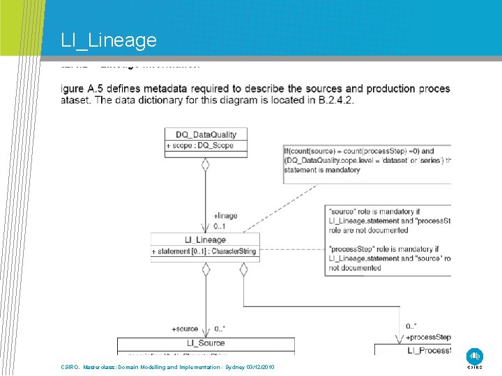 LI_Lineage CSIRO. Masterclass: Domain Modelling and Implementation - Sydney 03/12/2010 