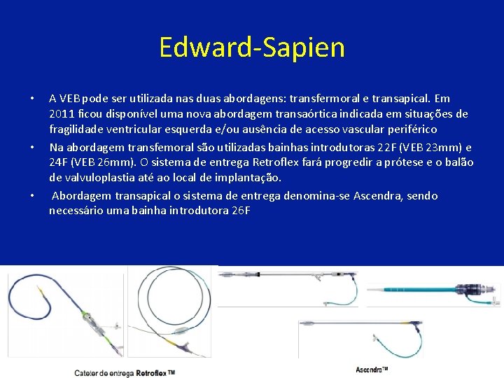 Edward-Sapien • • • A VEB pode ser utilizada nas duas abordagens: transfermoral e