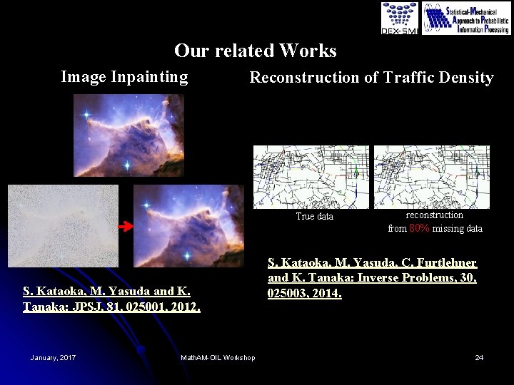 Our related Works Image Inpainting Reconstruction of Traffic Density True data S. Kataoka, M.