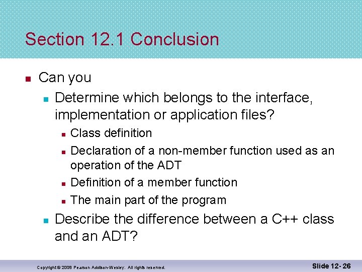 Section 12. 1 Conclusion n Can you n Determine which belongs to the interface,