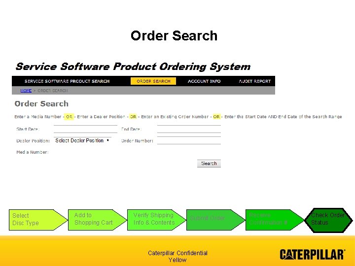 Order Search Select Disc Type Add to Shopping Cart Verify Shipping Info & Contents