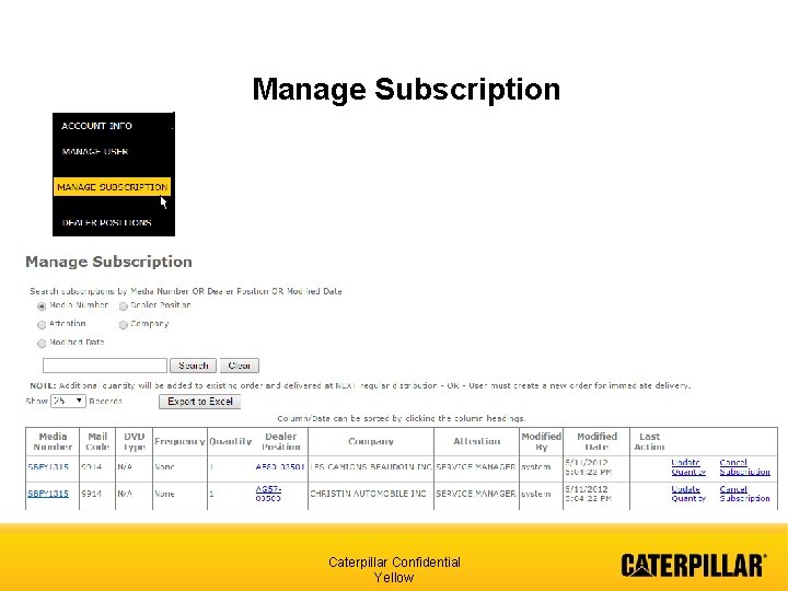 Manage Subscription Caterpillar Confidential Yellow 
