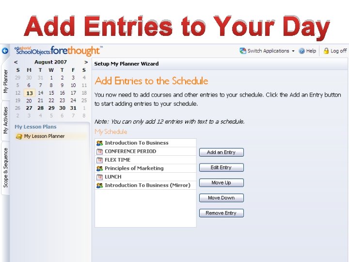 Add Entries to Your Day 