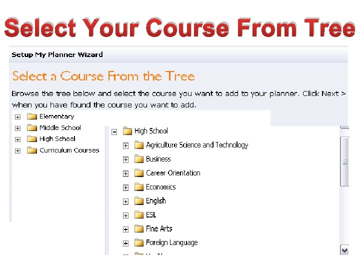 Select Your Course From Tree 