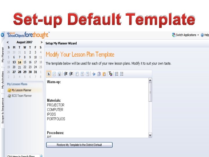 Set-up Default Template 